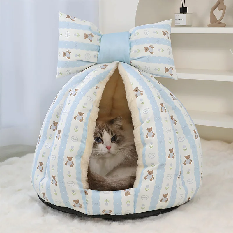 Cama bonita para gatos cerrada para todas las estaciones, nido para perros pequeños, tela suave y agradable para la piel, cómoda casa para cachorros, novedad de 2026