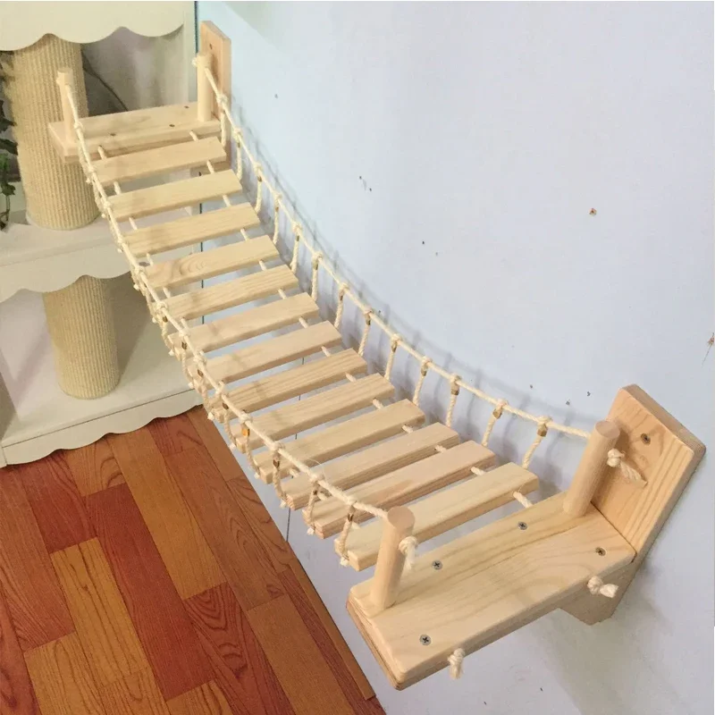 Puente para gatos montado en la pared, casa de árbol para gatos, hamaca, escalera de Sisal para gatos, poste rascador, marco de escalada para gatos, muebles, juguete para gatos - imagen 2
