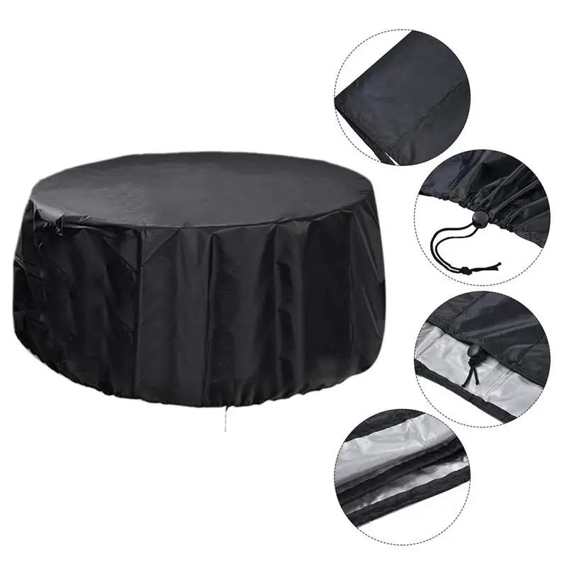 Fundas impermeables para muebles, cubiertas negras de 2 tamaños, cubierta para mesa redonda, lluvia, nieve, para silla, sofá, mesa, silla, a prueba de polvo - imagen 4