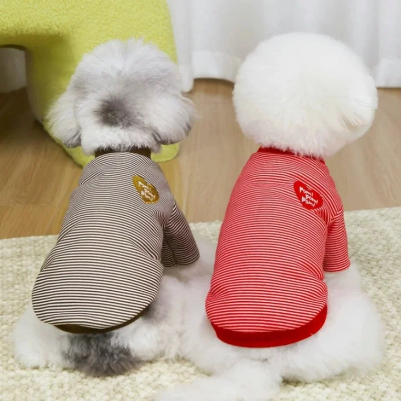 Camiseta de lujo verano suave rayas corazón para perro cachorro bichón - imagen 3