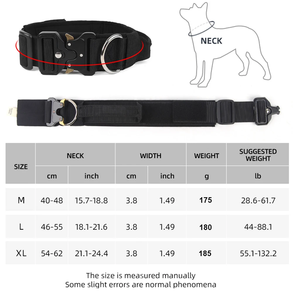 Durable Metal Buckle Pet Collars for Medium Large Dogs Solid Nylon Big Dog Collar with Handle Greyhound mascotas Accessories - imagen 2