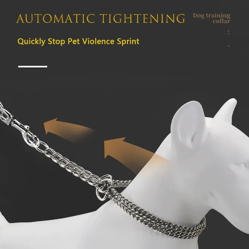 Collar de Metal ajustable para perro, cadena telescópica de doble fila, Triple anillo, a prueba de explosiones, suministros de entrenamiento para perros, 35-65cm - imagen 3
