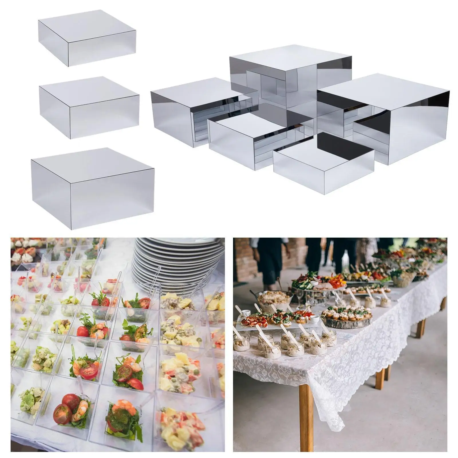 Buffet Risers Banquet Mirror Acrylic Parties Multifunctional Bread Brunch Pastry Dessert Display Shelf Cupcake Display Stands