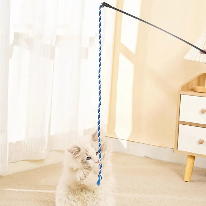Cuerdas de juguete para gatos, palos interactivos con campana de sonido, cuerdas de algodón para gatos, juguetes para gatitos resistentes a los arañazos - imagen 4