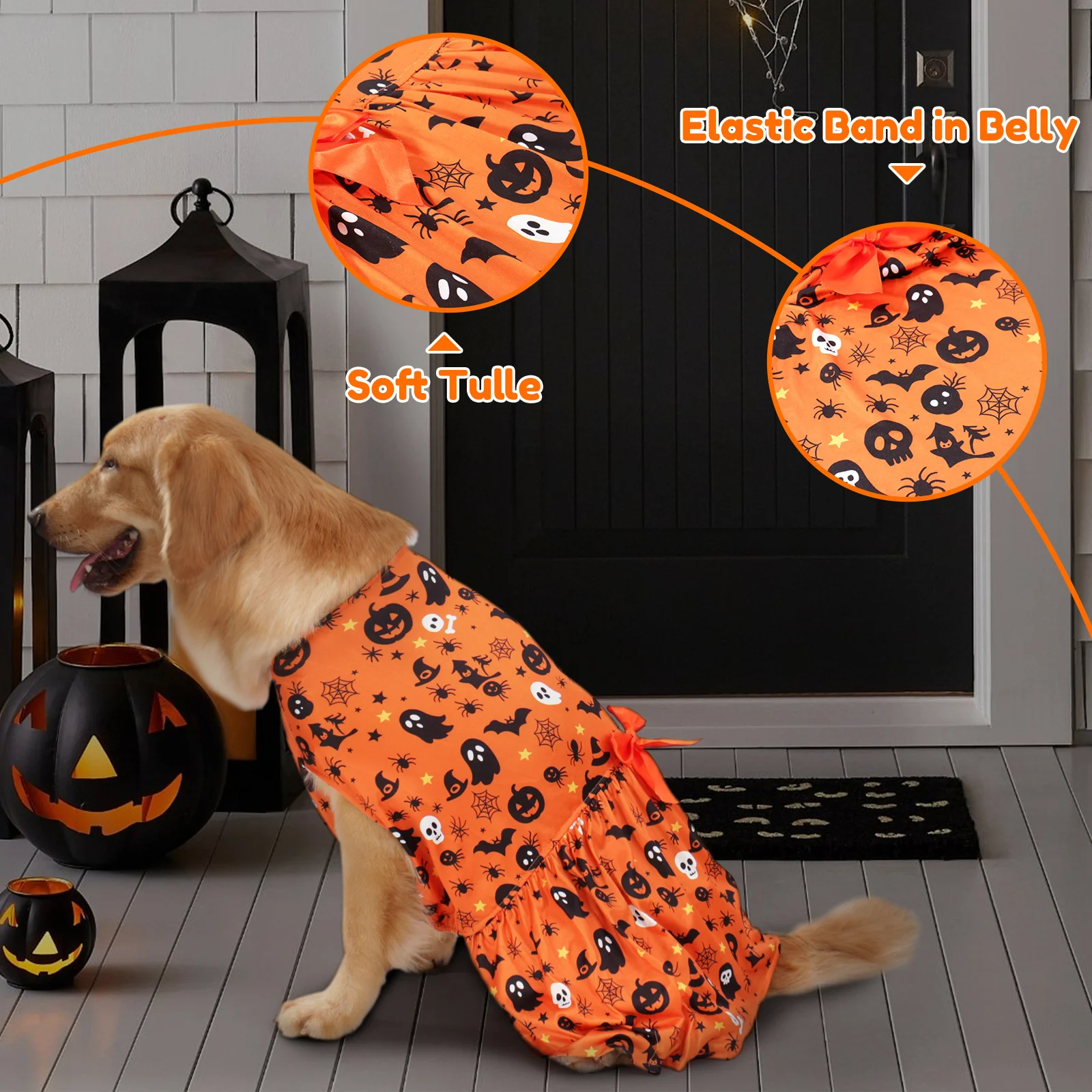 Vestido de Halloween para perros medianos y grandes, disfraz bonito para mascotas para perros grandes, traje festivo para gatos y perros - imagen 4