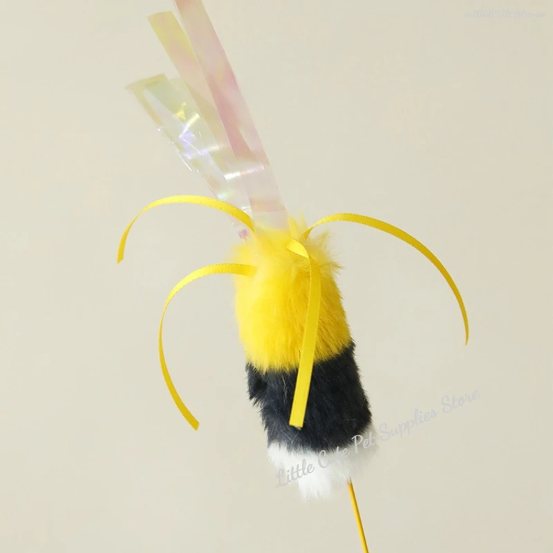 Juguete para gatos, pluma de abeja, juguetes interactivos para gatos, oruga divertida, varilla colorida, bola de pelo, varita teaser, suministros para mascotas - imagen 5