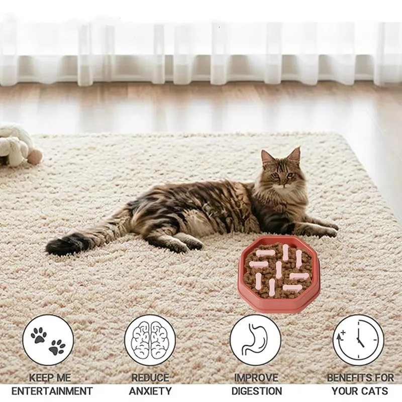 Cuenco de comida lenta para mascotas, cuenco de comida lenta antiasfixia para perros, cuenco de comida lenta ajustable para gatos, antideslizante, antideslizante - imagen 3