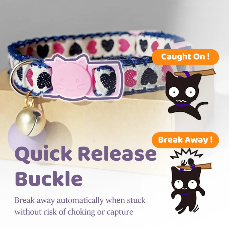 Collar ligero antideslizante para gato, Collar de liberación rápida ajustable, duradero y cómodo con bolas de colores de campana - imagen 4