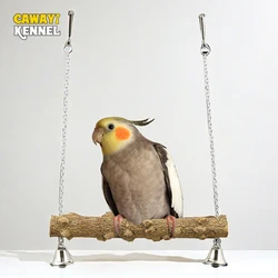 Palo de madera con campana para pájaros - Afilador de garras y pico