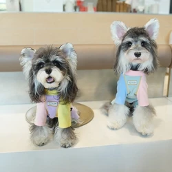 Camisa básica contrastante de cuatro patas de felpa para otoño e invierno, mono de peluche, ropa para cachorros, pijamas para perros pequeños