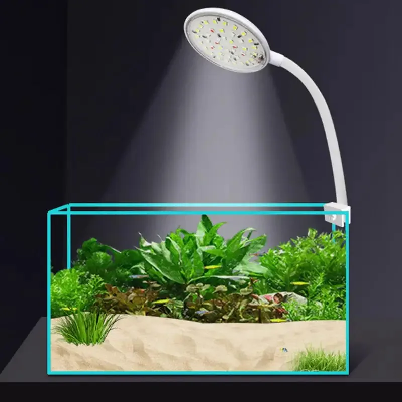 Lámpara con Clip para pecera de 5W/7W, espectro completo LED de alimentación USB, iluminación de algas impermeable, luz de tanque de 360 grados para peceras de tortugas - imagen 2