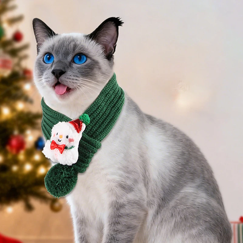 Bufanda de punto cálida para gatos, bufanda navideña de alce para mascotas, perros pequeños y medianos, Bandana para cachorros y gatitos, accesorios para gatos, invierno - imagen 4