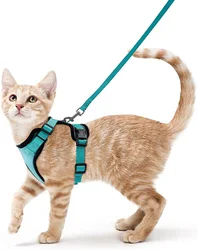 Arnés suave con correa para gatos – Chaleco ajustable anti-escape