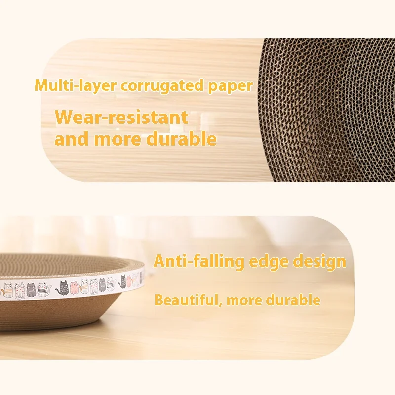 Tabla para rascar gatos, garras de molienda de papel corrugado en forma de cuenco sin restos que caen, suministros para gatos de alta densidad, tabla para rascar gatos - imagen 4