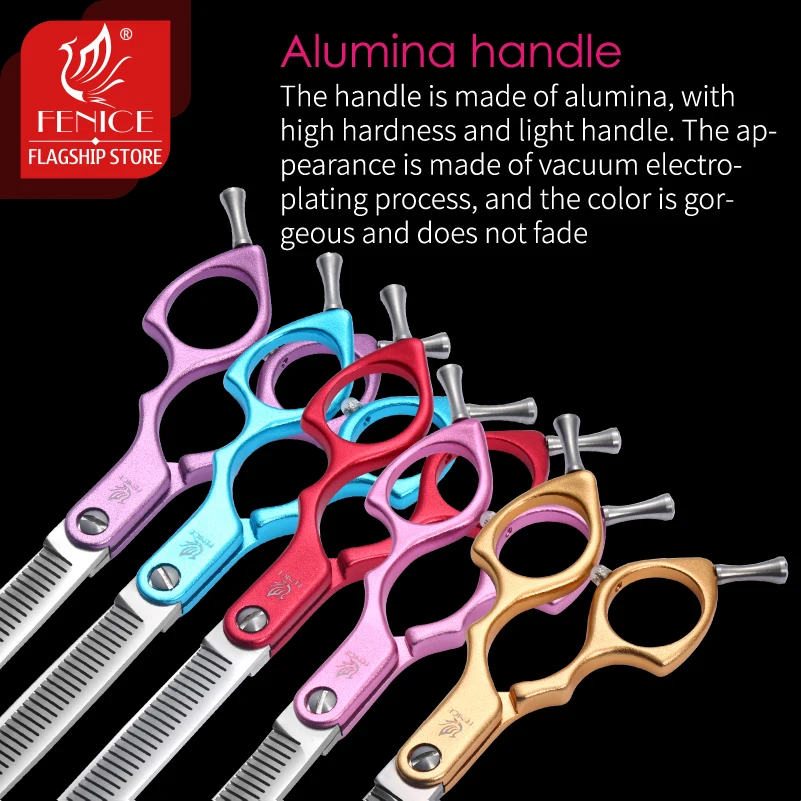 Fenice-Tijeras de aseo para perros, accesorio de acero inoxidable 440C de 6,5 pulgadas, para adelgazamiento de perros, tasa de belleza del 30% - imagen 5