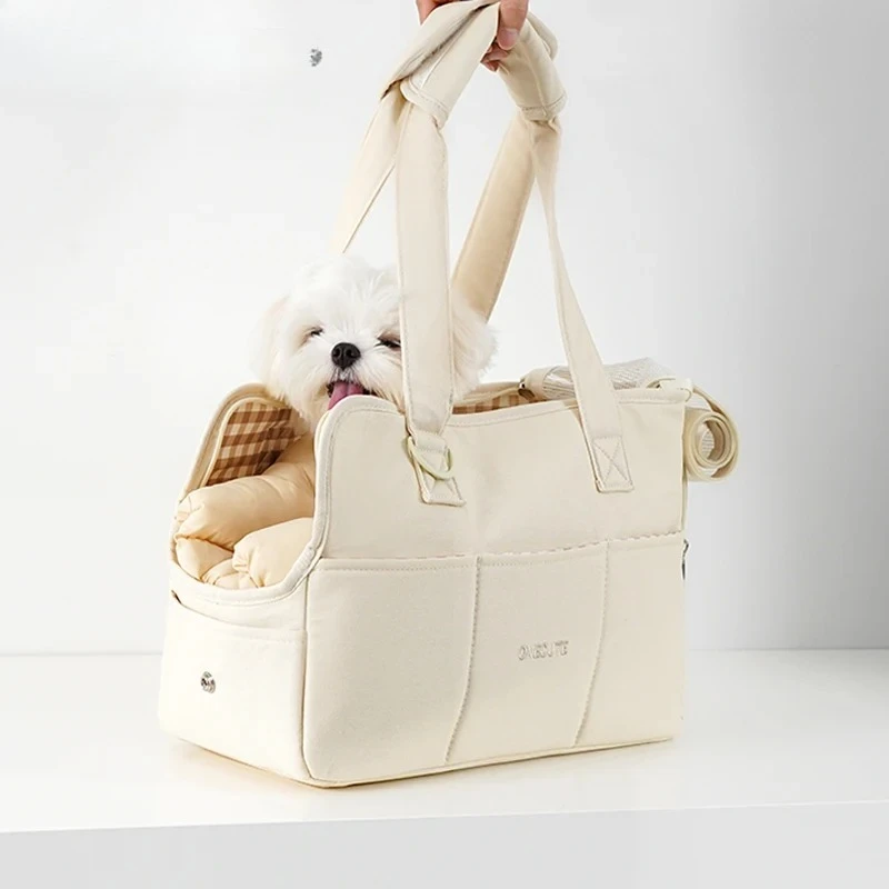 Bolso de hombro portátil para salir de cachorros, bolsa para perros, suministros para perros y gatos, adecuado para perros pequeños, transportador de perros - imagen 2