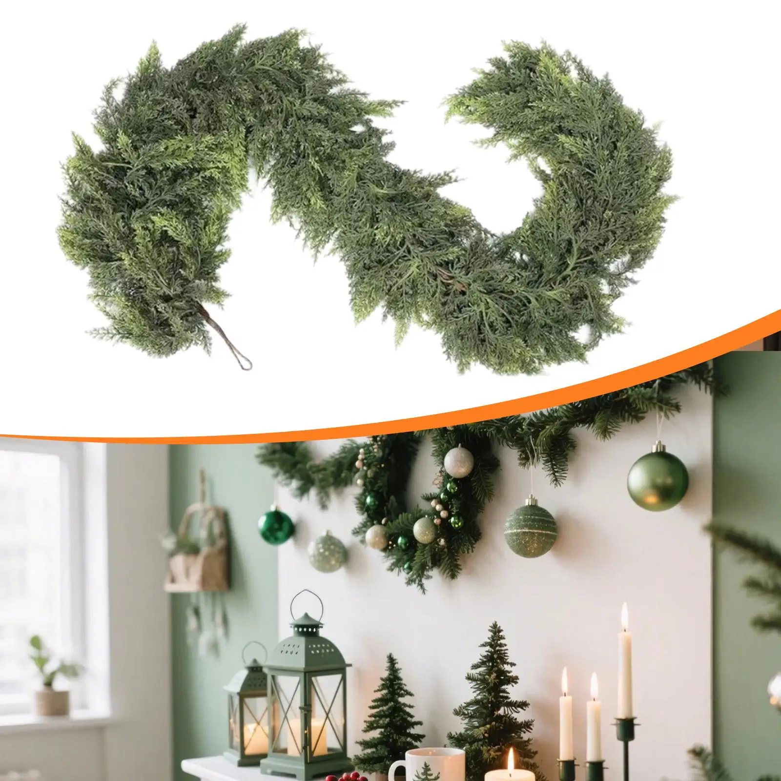 Adorno de guirnalda navideña, decoración navideña, guirnalda verde Artificial para corona, camino de mesa, centro de mesa, chimenea