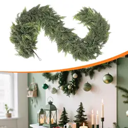 Adorno de guirnalda navideña, decoración navideña, guirnalda verde Artificial para corona, camino de mesa, centro de mesa, chimenea