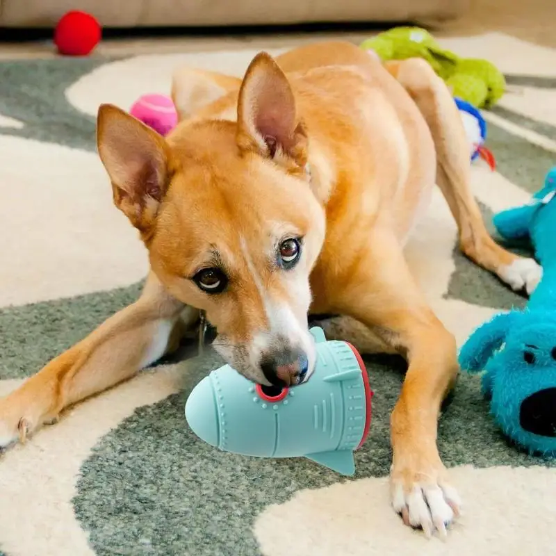 Dispensador de golosinas para perros, rompecabezas para perros, alimentador de alimentación lenta, juguetes interactivos indestructibles, enriquecimiento para perros grandes, cohete - imagen 2