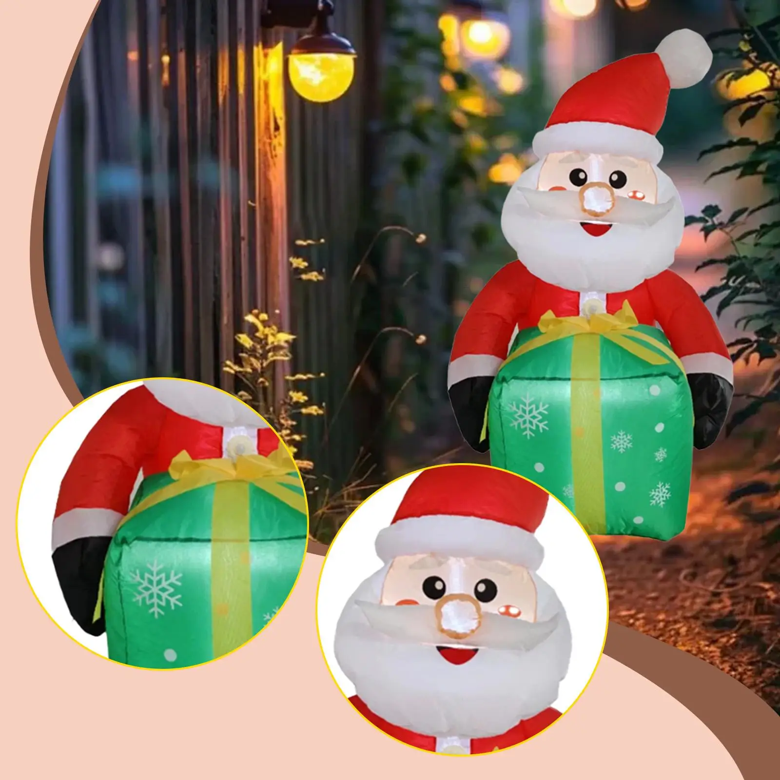 Papá Noel inflable de Navidad, explosión hacia arriba, luces LED integradas, decoración de patio de césped de jardín, decoración de patio para jardín, patio, césped de invierno