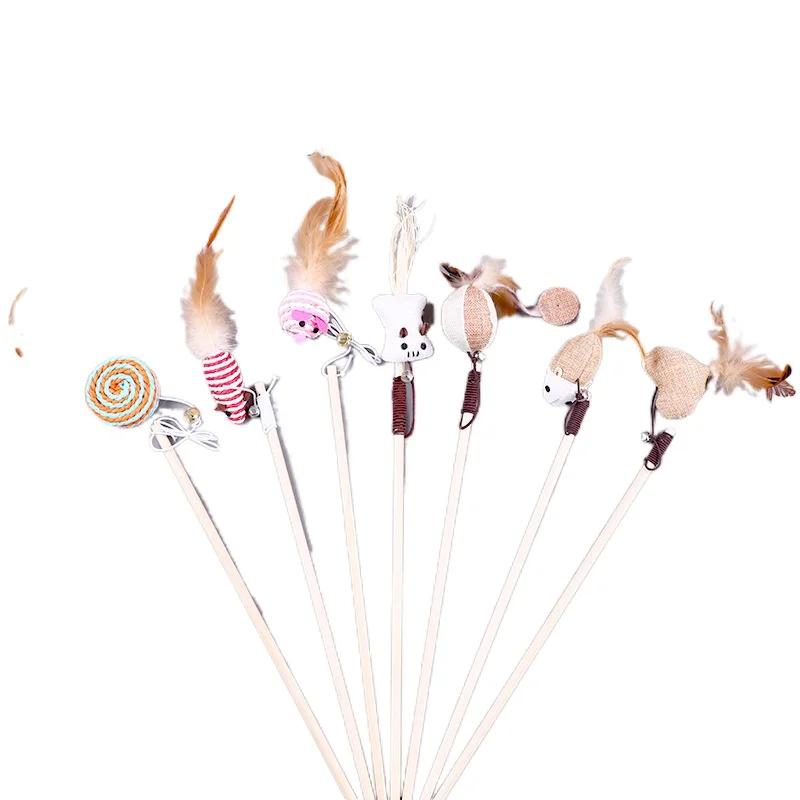 1pc Juguete Interactivo para Gatos con Pluma y Campana - Diseño de Ratón de Dibujos Animados, Palo de Madera para Juegos Divertidos, Ideal para Atrapar Gatos - imagen 2