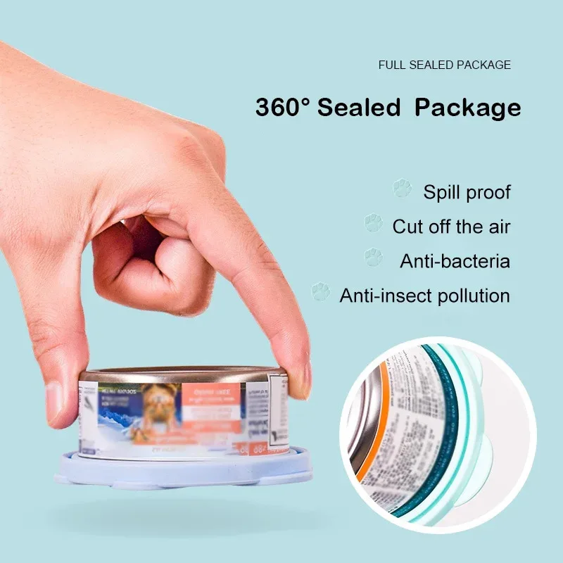 Tapa de silicona para comida para mascotas, tapa enlatada para perros y gatos, sellador de alimentos 2 en 1, cubierta de cuenco para Cet, cubierta reutilizable, tapas selladas para tazas de cuchara de comida para mascotas - imagen 2