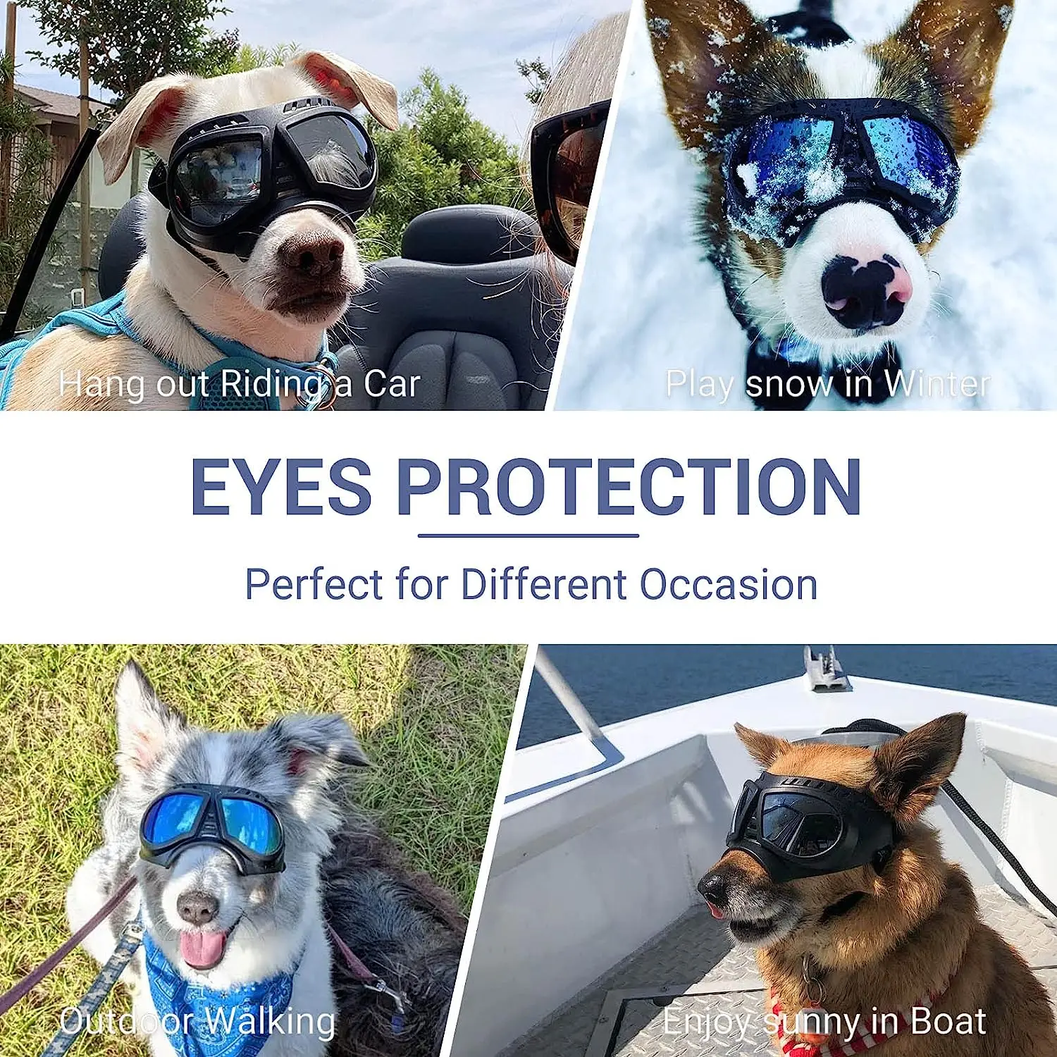 ATUBAN-gafas de sol para perro, lentes de protección UV para perros medianos y cachorros, ideal para conducir y hacer senderismo - imagen 5