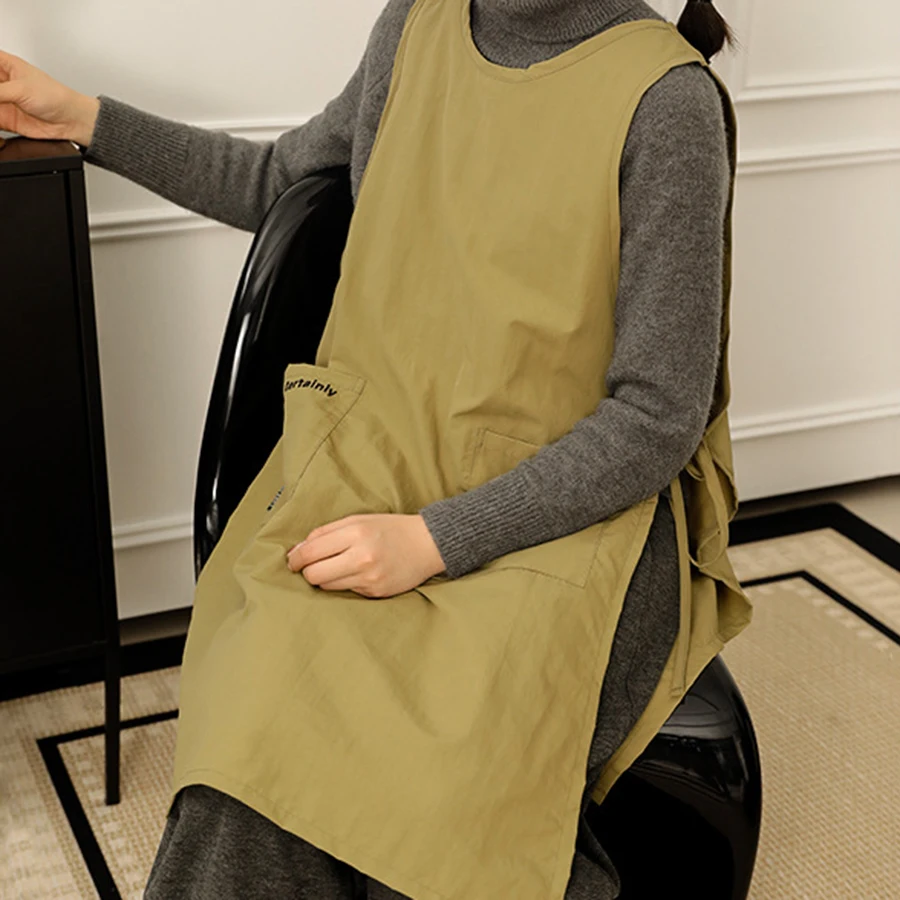 Chaleco largo antisuciedad, delantal de cocina impermeable con bolsillos, delantal de trabajo para pintura para mujer, delantal de belleza para salón de uñas - imagen 5