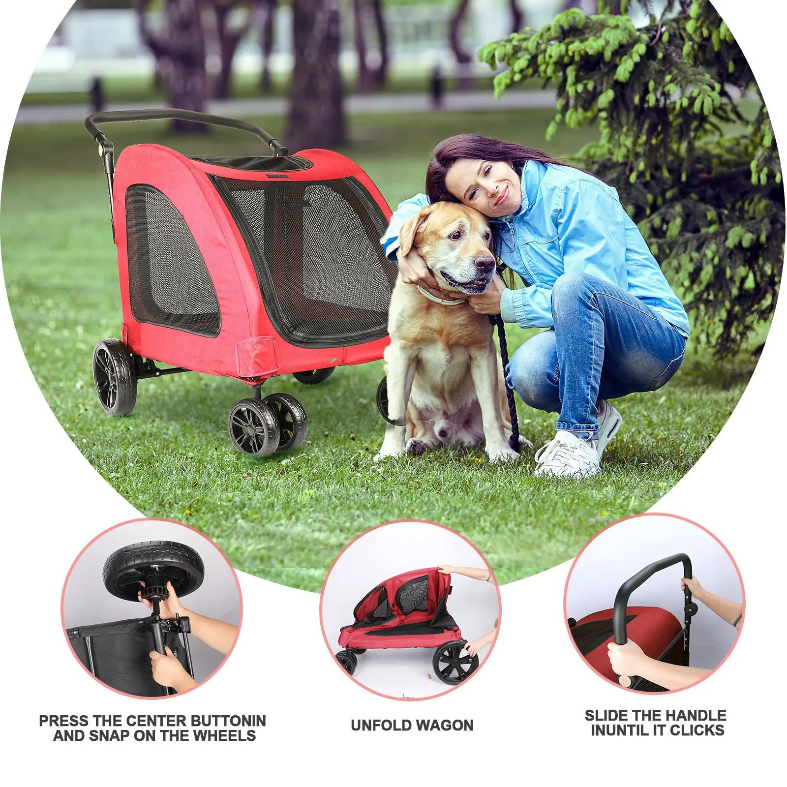 Carrito plegable para perros medianos y grandes - paseo comodo - imagen 3