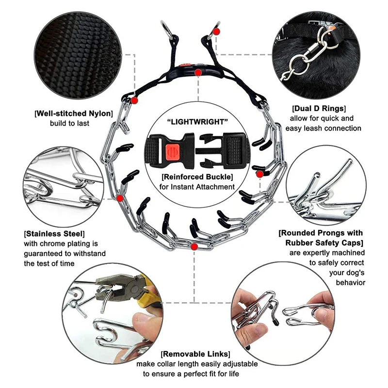 Benepaw-Collar de entrenamiento para perros, puntas cómodas, hebilla a presión de liberación rápida, Collar de pellizco para perros pequeños, medianos y grandes - imagen 3