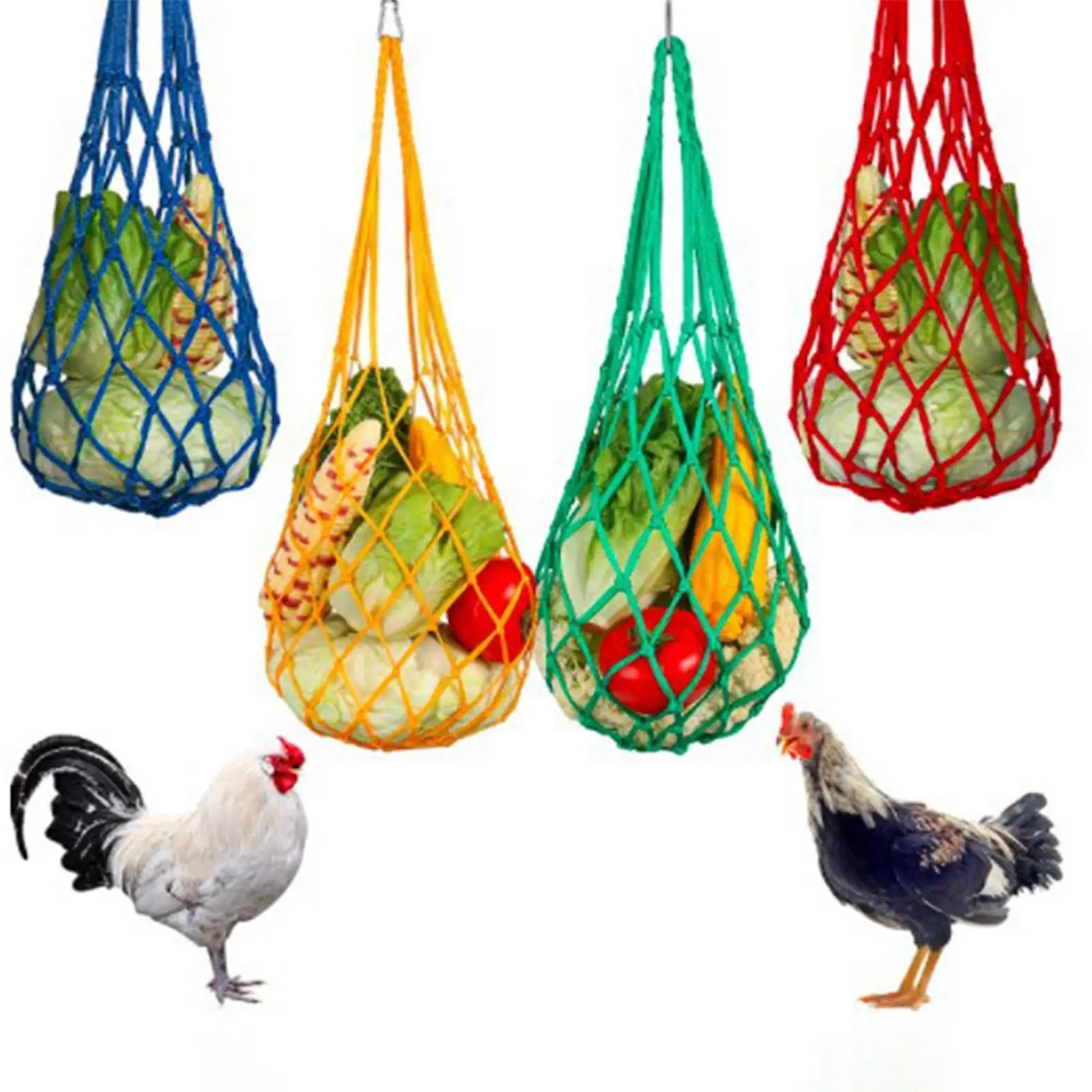 Chicken Vegetable String Bag, Poultry Fruit Holder Feeder Feeding Tool with Hook