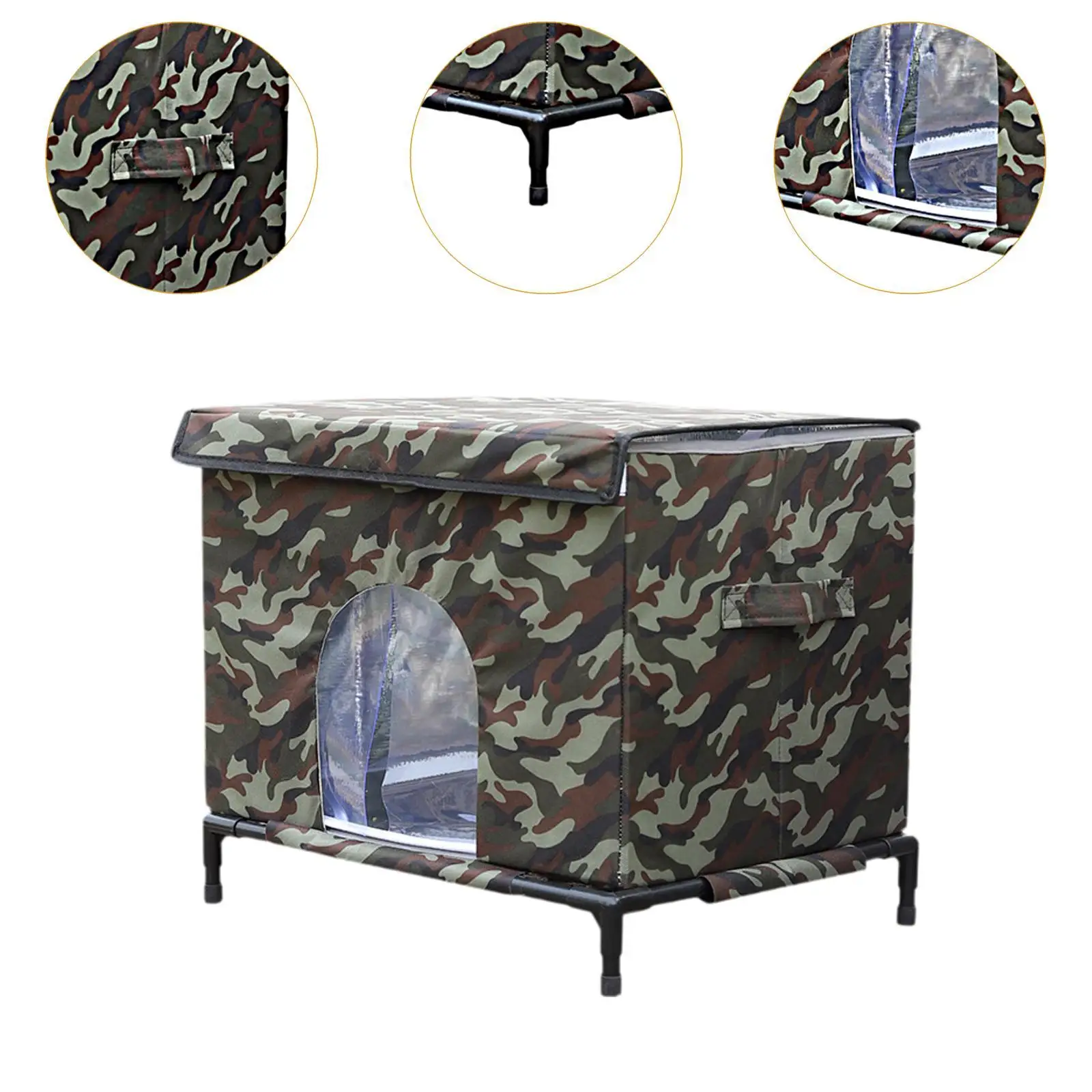 Outdoor Cat House Elevated Feet with Handle for Winter,Cat Bed Cave Waterproof Versatile Gifts Cube Cat Shelter for Barn