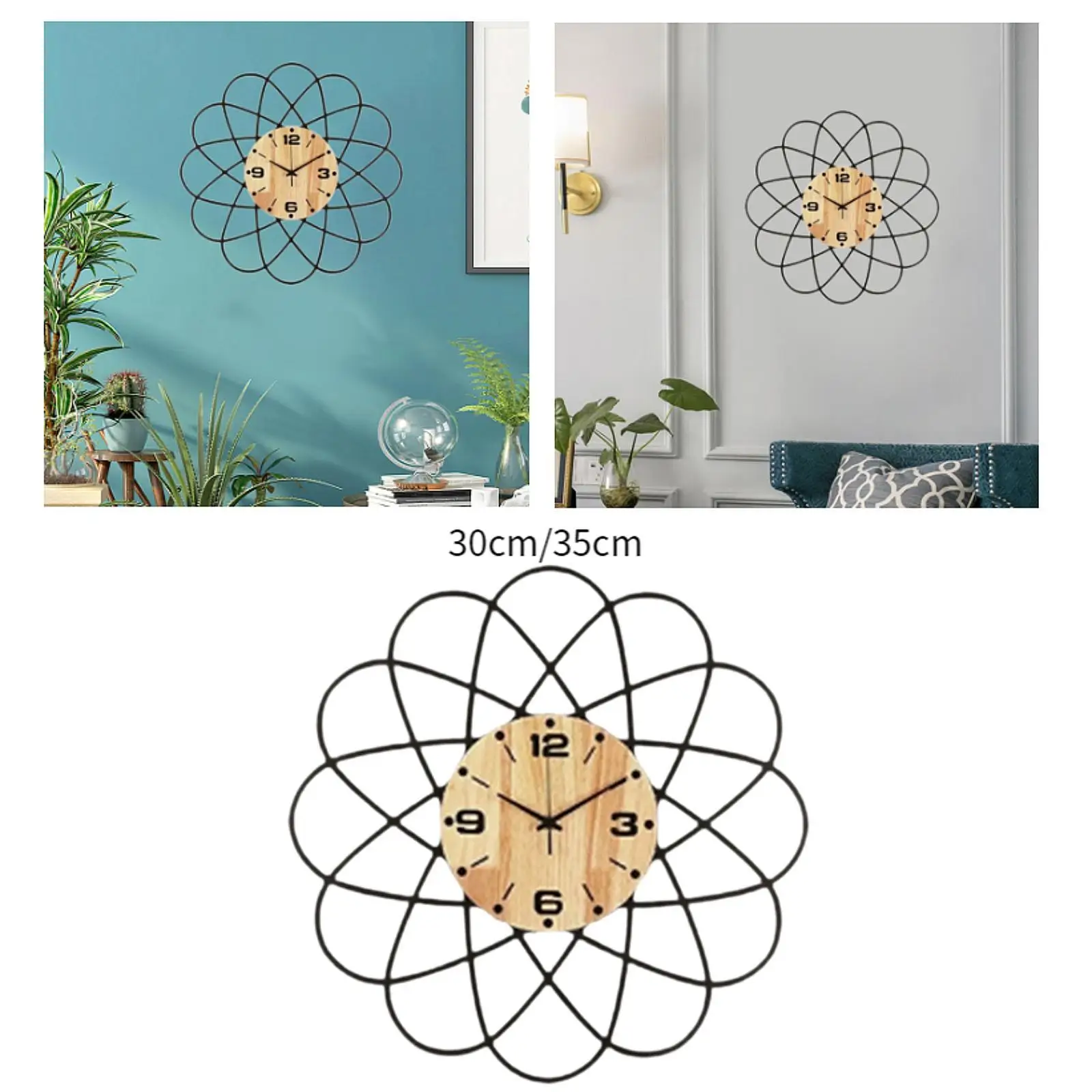 Wall Clock Ornament Easy to Read Gifts Round Wall Art Hanging Clock No Ticking for Living Room School Home Cafe Bar Farmhouse