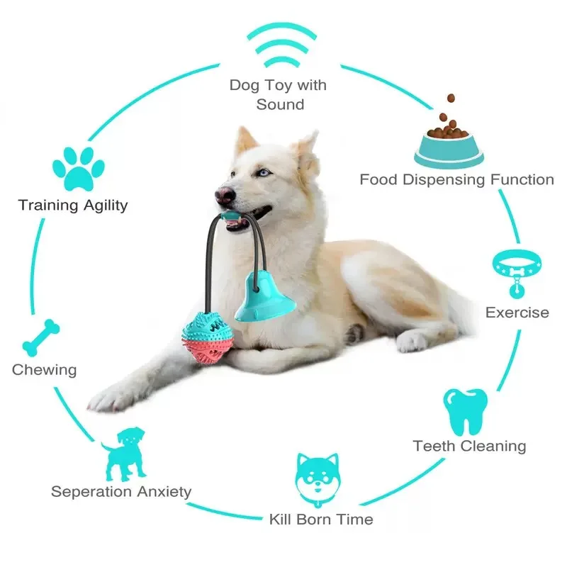 Juguete interactivo para perro de goma con comida a fugas y cuerda - imagen 2