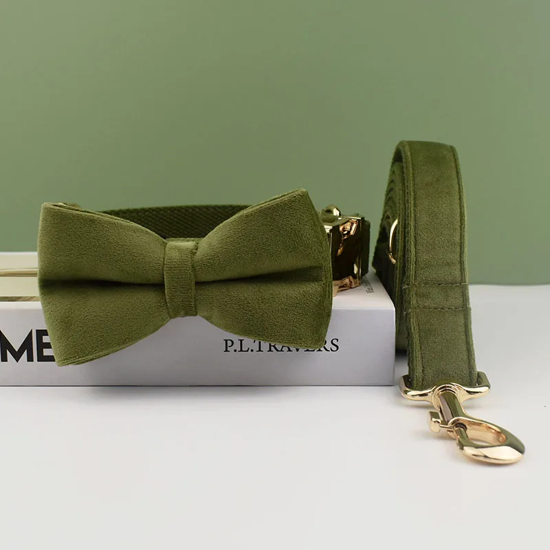 Collar de terciopelo verde para mascotas, perro Pitbull, Pastor Alemán, Cocker americano, Spaniel, Akitas, mediano, grande, grabado de nombre, franeletete32 - imagen 2