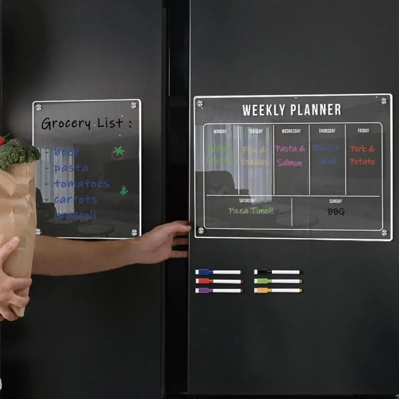 Pizarra magnética acrílica para escribir, pizarra magnética de borrado en seco para nevera, planificador semanal - imagen 5