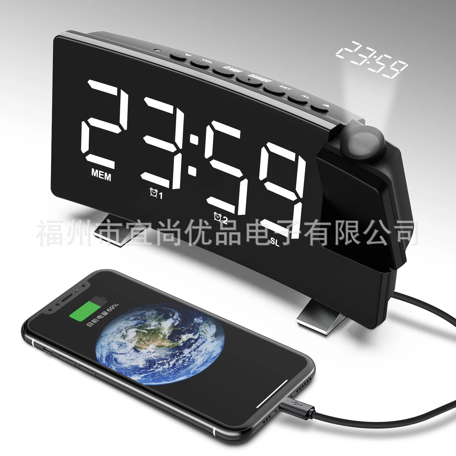 Reloj despertador con proyección para gatos y perros – pantalla LED - imagen 2