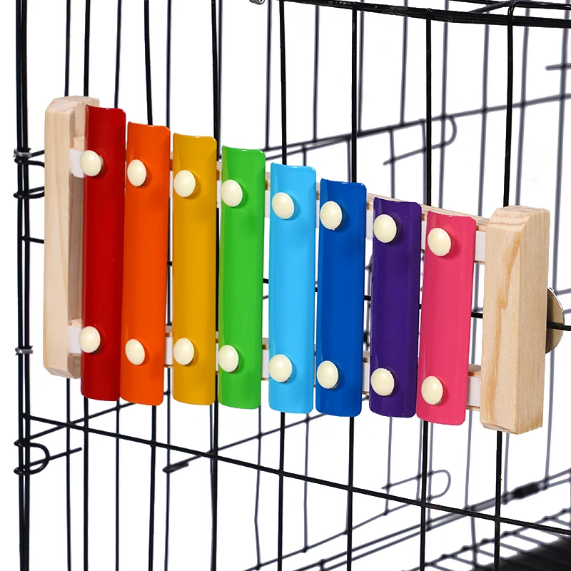 Juguete de pollo para pájaros y mascotas, gallo de gallina, xilófono de madera para rotar, morder, roscar, juguete musical, accesorios para gallinero - imagen 2