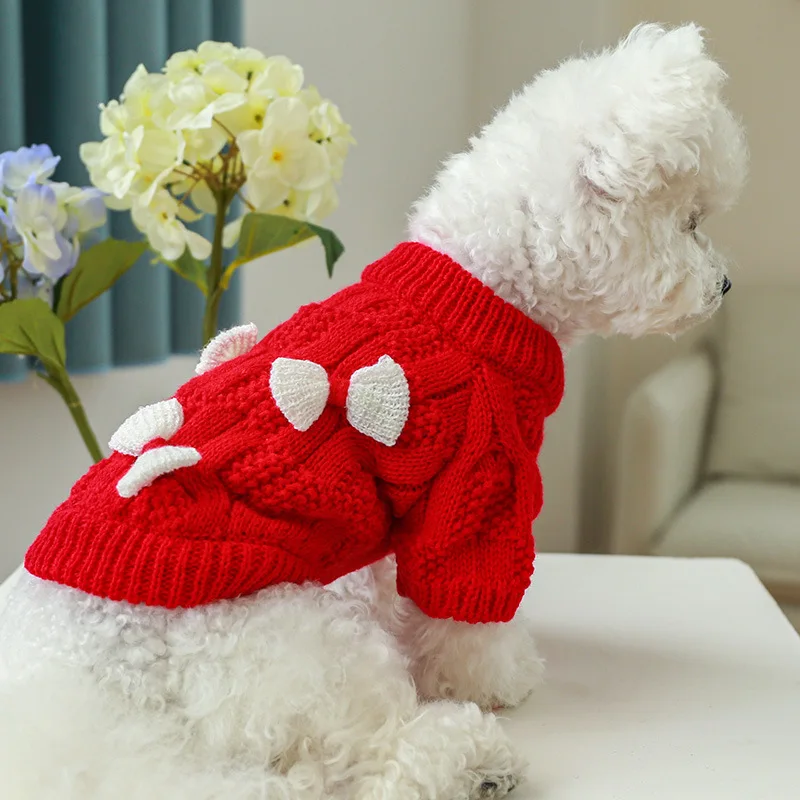 Suéter de perro de princesa con lazo para otoño e invierno: traje navideño de año nuevo para perros pequeños - imagen 3
