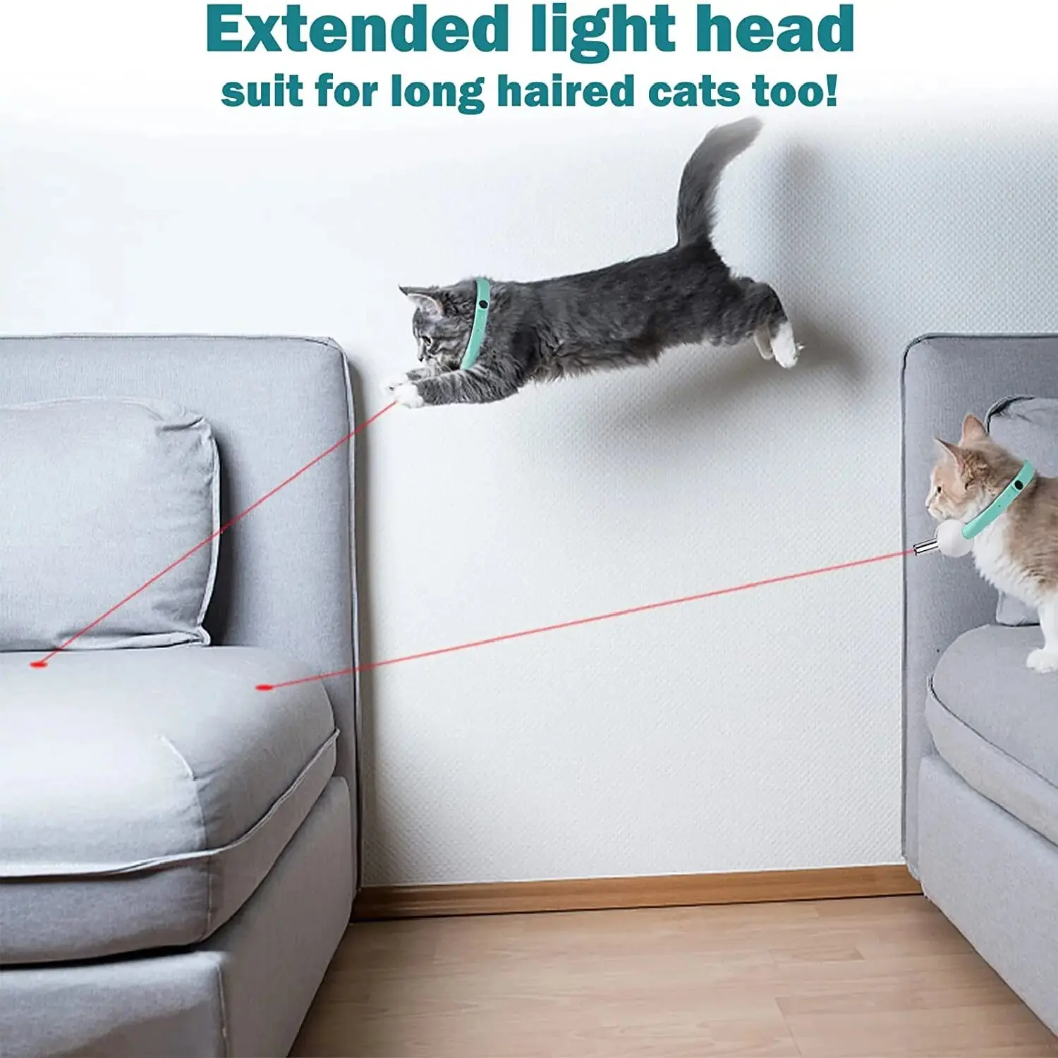 Collar láser recargable para gatos – Juguete interactivo automático