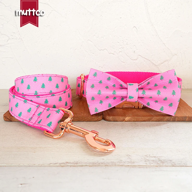 MUTTCO-collar de perro con hebilla de metal grabada, etiqueta de identificación personalizada de árboles de Navidad, placa de identificación antipérdida para mascotas, 5 tamaños, UDC218