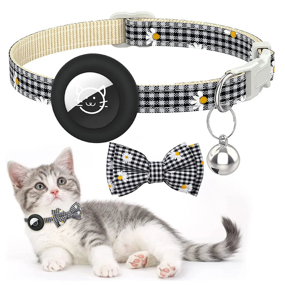 Collar para gato con AirTag – Diseño a cuadros ajustable con campana - imagen 5