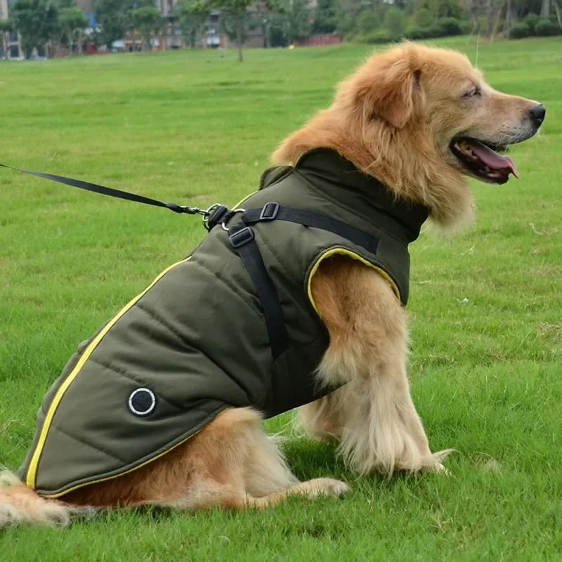 Chaqueta de invierno para perros grandes, ropa cálida con hebilla, abrigo impermeable Labrador para trajes de Bulldog Francés pequeño y mediano - imagen 5