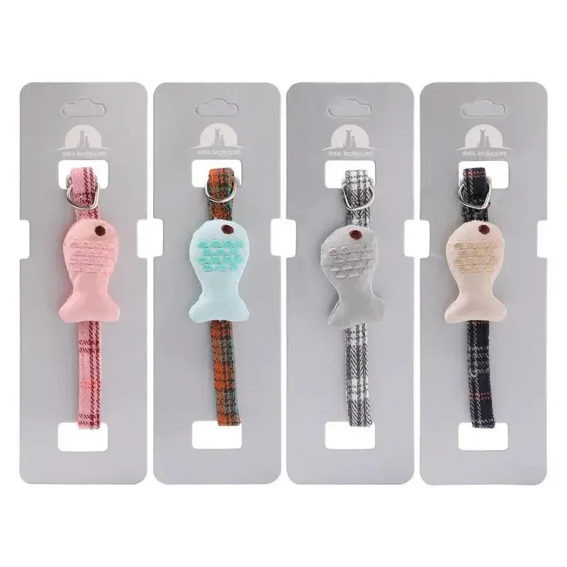 Collar de gato de seguridad ajustable con encanto de pez, algodón suave, elástico, seguridad y comodidad para mascotas, collar para gatos pequeños - imagen 5