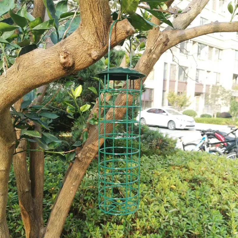 Estación de alimentación de pájaros, alimentadores de Metal para pájaros salvajes, alimentador de bola gruesa para valla de patio, soporte de Rama - imagen 5