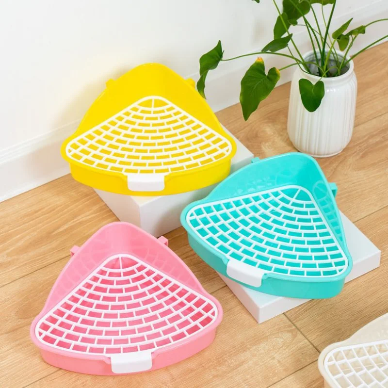 Caja de arena para conejos medianos, inodoro de esquina para Hurón, hámster, dragón, gato, conejillo de indias, suministros de cerdo holandés - imagen 4