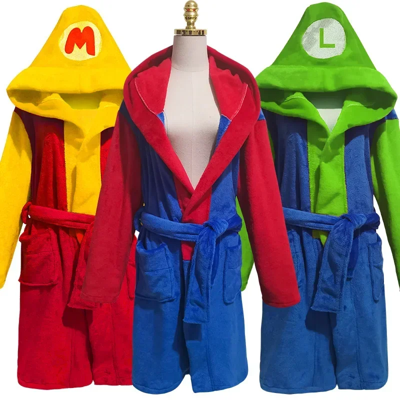 Juego Super Marios Bros pijamas figura de Anime Luigi disfraz Cosplay adultos niños pijamas Albornoz ropa de hogar ropa de Halloween regalo