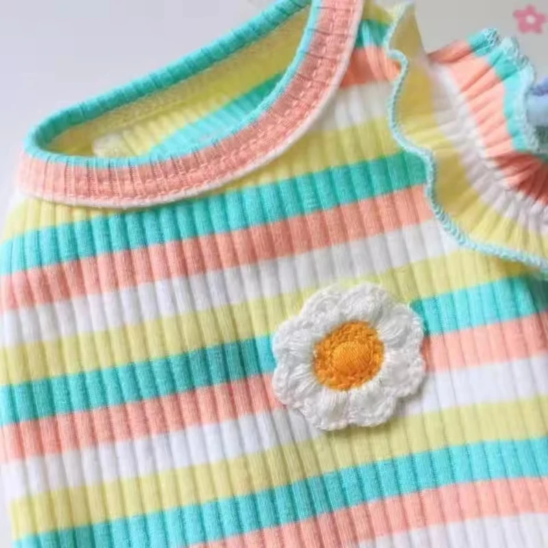 Booteely-Camiseta a rayas suave y creativa para perros, ropa exquisita y cómoda para cachorros, bonito vestido de poliéster para perros, Bichon