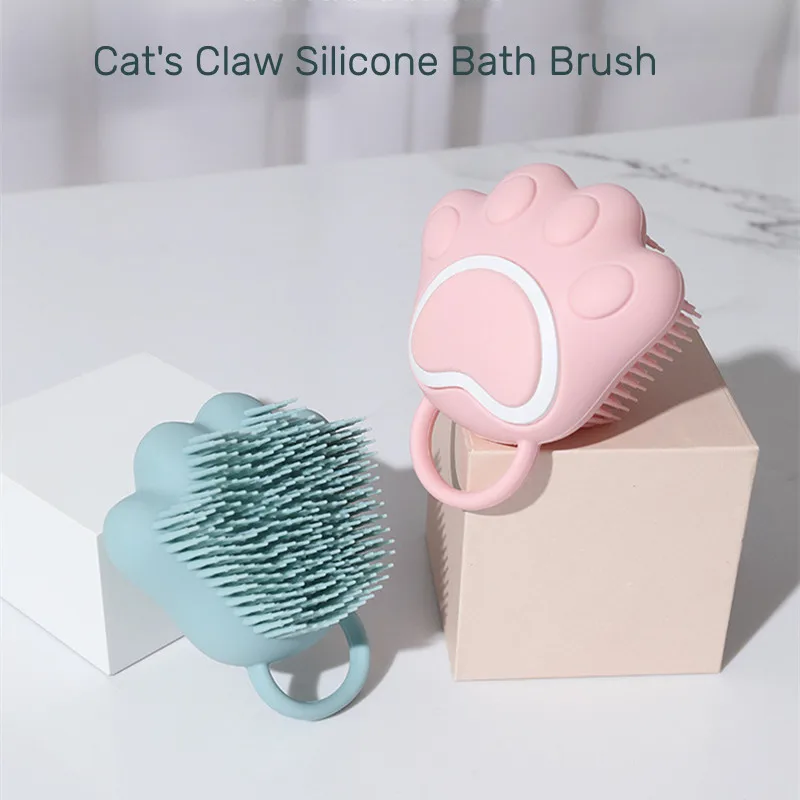 Cepillo de baño de silicona para mascotas en color pastel