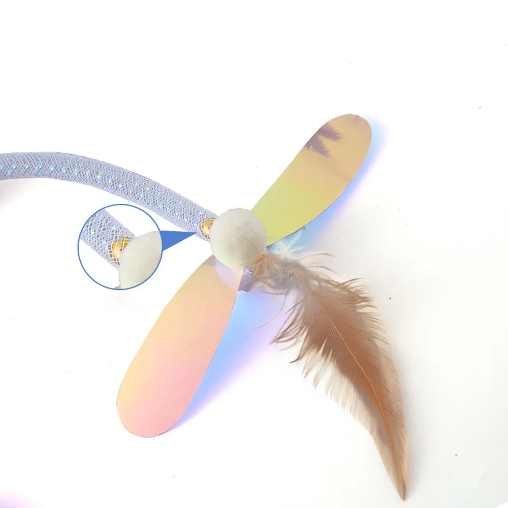 Varita rompecabezas para gatos con forma de libélula y lentejuelas, manguera creativa, combinación de luz y colores, juguete interactivo de juego automático para gatos, - imagen 4